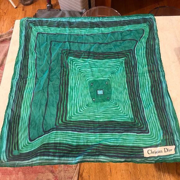 Vintage Blue and Green Dior Scarf - Picture 4 of 4